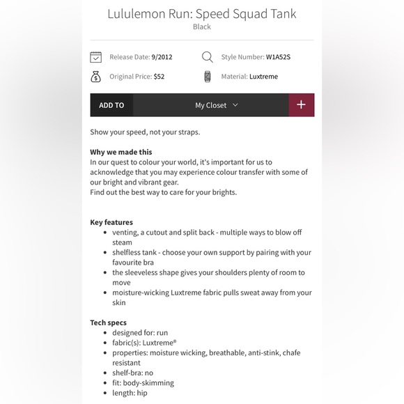 lululemon | Size 6/S-M Black Run Speed Squad Tank - Picture 6 of 10